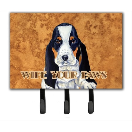Carolines Treasures 6 x 9 In. Basset Hound Wipe your Paws Leash or Key Holder LH9450TH68